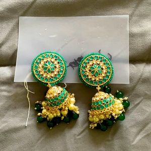 Green white earings